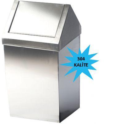 Bauboss 16 lt. Çatı Tipi Sallanır Kapaklı Çöp Kovası (304 Kalite)